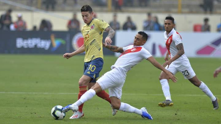 James Rodríguez ante Perú en amistoso en Lima