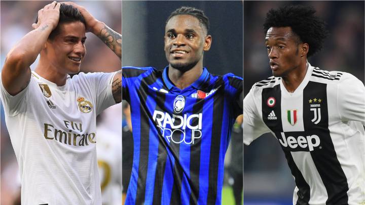 James Rodríguez, Duván Zapata y Juan Guillermo Cuadrado, tres de los colombianos que estarán en la Champions League
