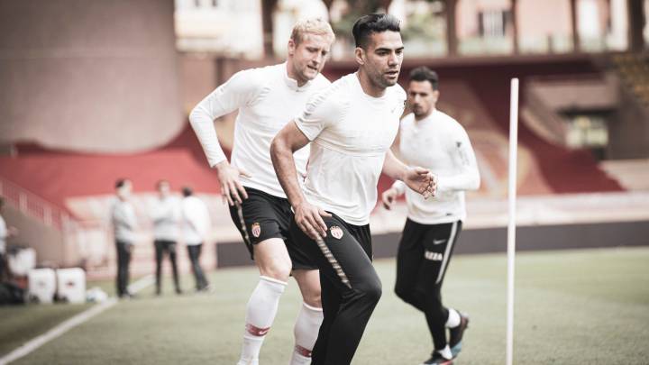 Falcao García durante un entrenamiento con el Mónaco.