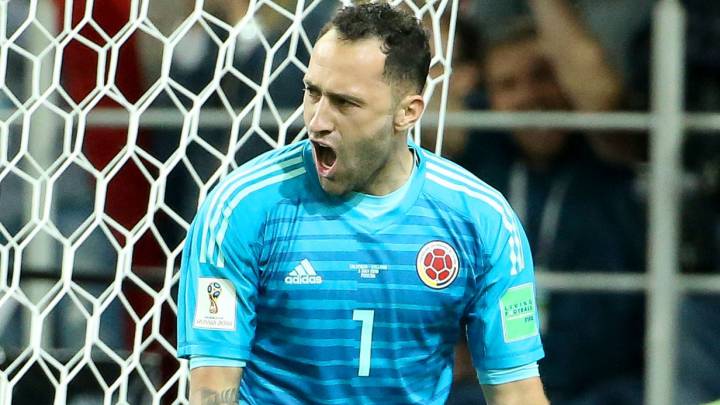 David Ospina festeja el triunfo de la Selección Colombia en el Mundial de Rusia 2018