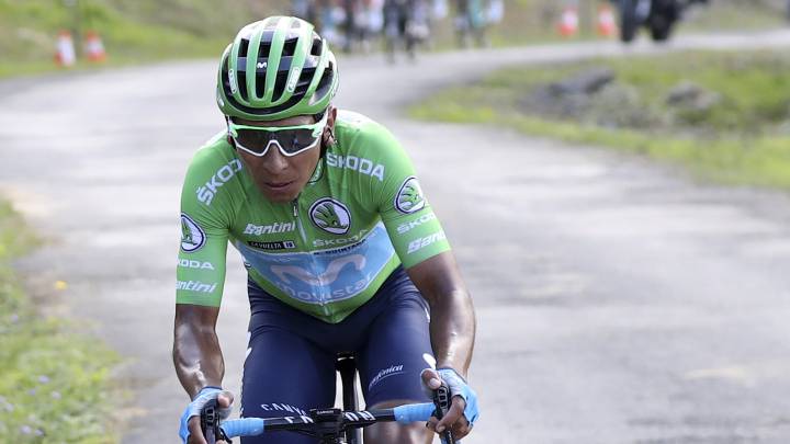 Nairo Quintana salió bien librado de la caída de la etapa 14 de la vuelta a españa
