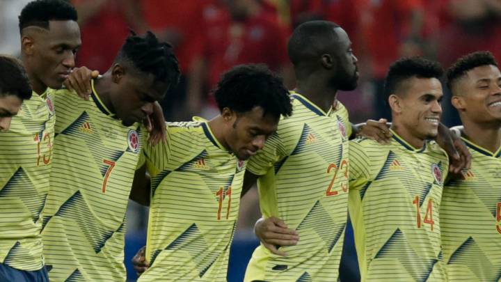 Jugadores de la Selección Colombia en partido por la Copa América 2019