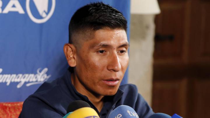Nairo Quintana en la rueda de prensa del segundo día de descanso de la Vuelta a España.