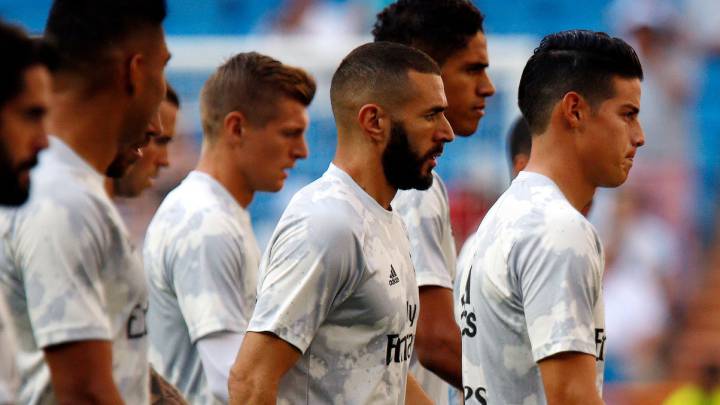 James Rodríguez, durante una sesión de entrenamiento de Real Madrid