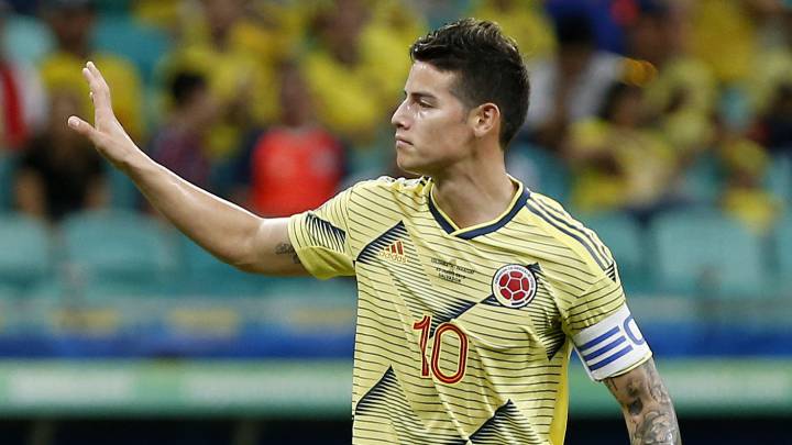 James Rodríguez en el partido entre Colombia y Chile por la Copa América 2019