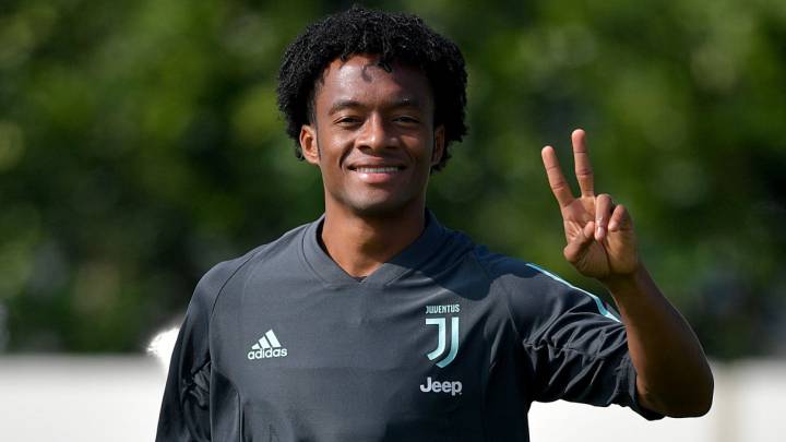 Juan Guillermo Cuadrado trabaja en un entrenamiento de Juventus