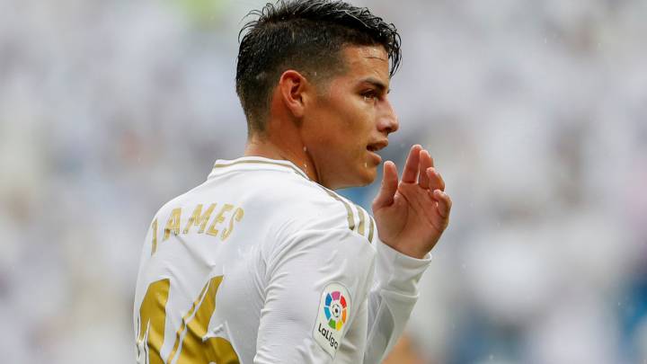 James Rodríguez en partido de Real Madrid por la Liga de España