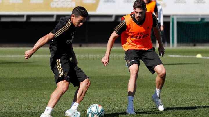 James Rodríguez entrenó a la par de sus compañeros en Valdebebas