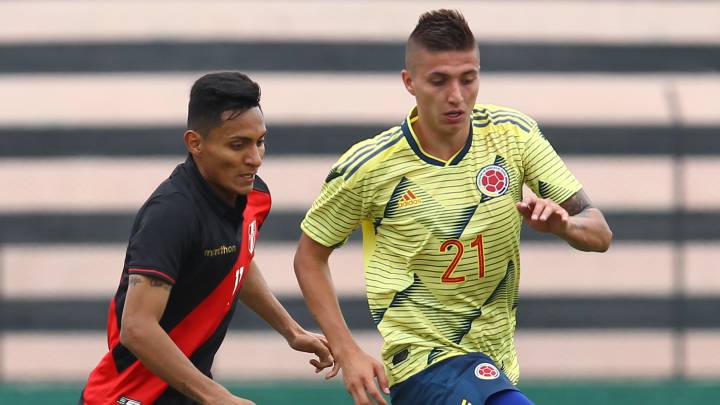 Selección Colombia Sub 23 en partido amistoso ante Perú
