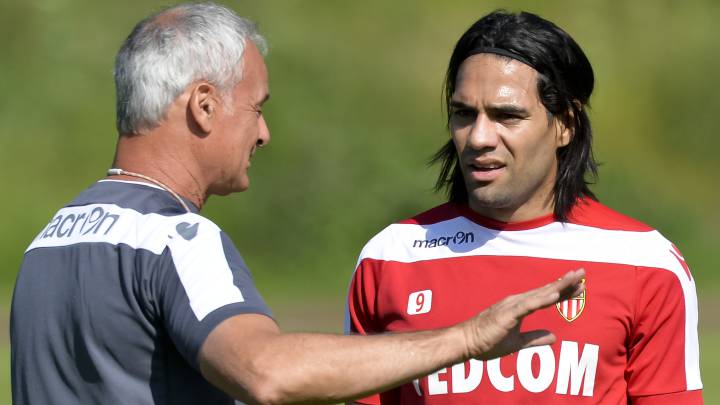 Falcao junto a Ranieri durante su etapa juntos en el Mónaco