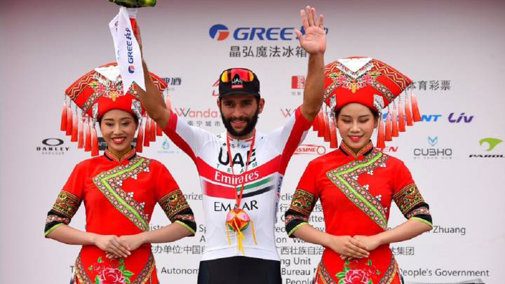 Fernando Gaviria celebra la victoria en la quinta etapa del Tour de Guangxi
