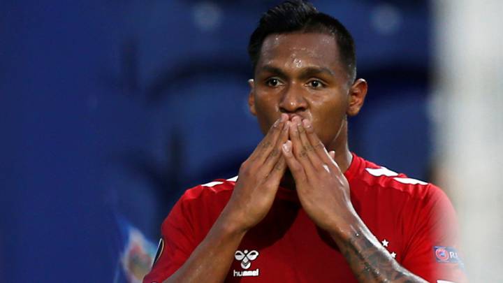 Alfredo Morelos celebra el gol que le marcó a Porto en la Europa League