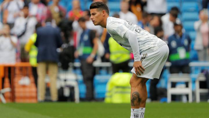 James Rodríguez antes del partido con Levante