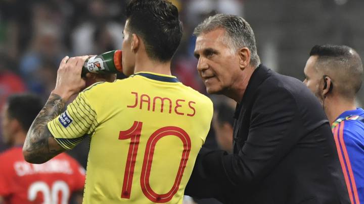 Carlos Queiroz y James Rodríguez hablan en partido de la Selección Colombia