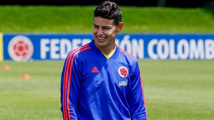 James Rodríguez en un entrenamiento de la Selección Colombia