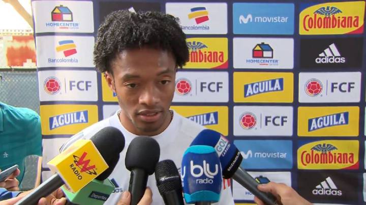 Juan Guillermo Cuadrado antes de un entrenamiento con Selección Colombia.