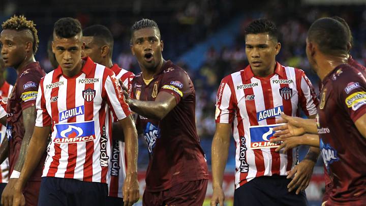 Junior y Tolima durante el partido por cuadrangulares.