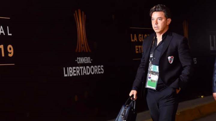 Marcelo Gallardo llega al estadio Monumental de Lima para la final de Copa Libertadores entre Flamengo y River Plate