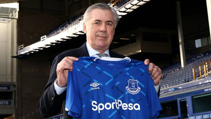 Carlo Ancelotti, durante su presentación como técnico de Everton de Yerry Mina
