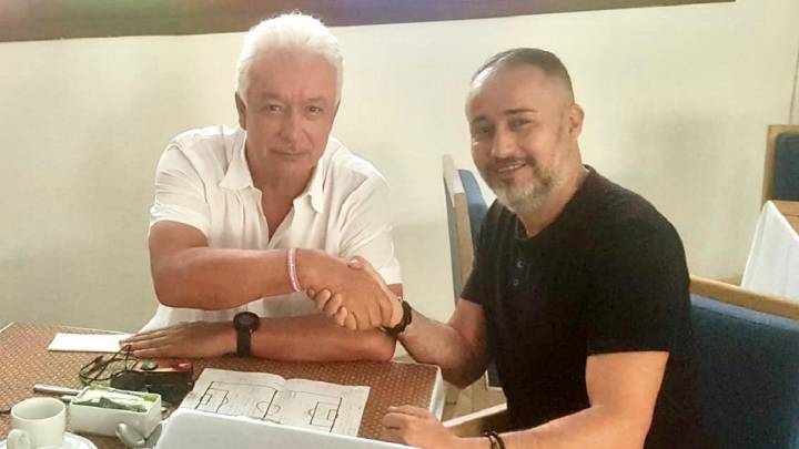 Flavio Robatto y Jorge Perdomo, técnico y dirigente de Atlético Huila