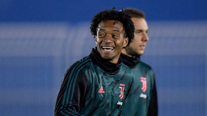 Juan Guillermo Cuadrado durante un entrenamiento con Juventus.