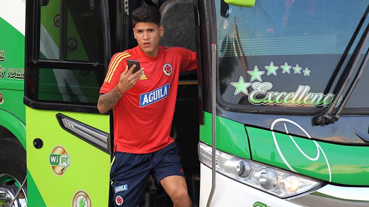 Jorge Carrascal, volante colombiano de River Plate, en la Selección Colombia Sub 23