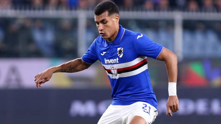 Jeison Murillo en partido de la Serie A con Sampdoria