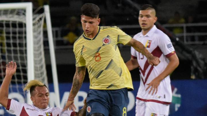 Jorge Carrascal, volante de la Selección Colombia en el Torneo Preolímpico