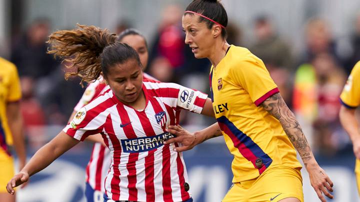 Leicy Santos en partido con Atlético de Madrid ante Barcelona