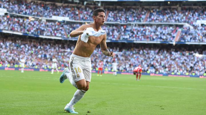James Rodríguez, volante colombiano del Real Madrid, en el estadio Santiago Bernabéu