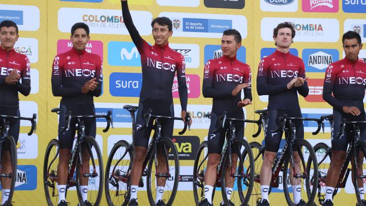 Team Ineos en la presentación por equipos del Tour Colombia 2020 que inicia este martes 11 de febrero en Tunja