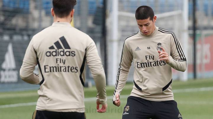 James Rodríguez entrena diferenciado con Asensio en el Madrid