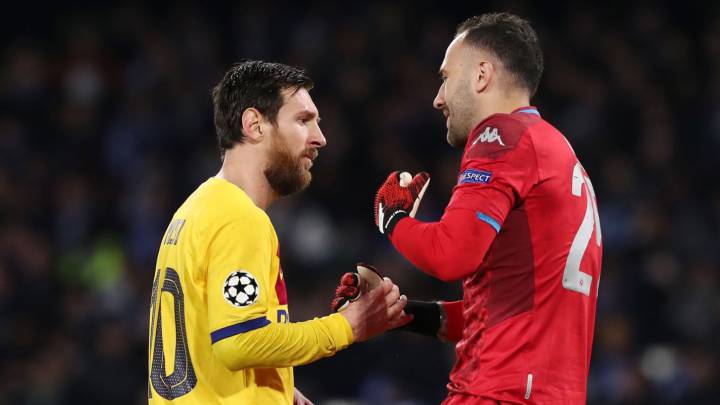 Lionel Messi y David Ospina en Champions
