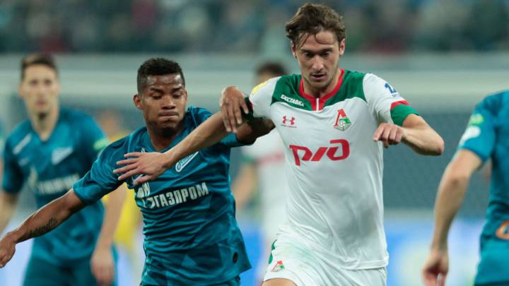 Wilmar Barrios, en el partido entre Zenit y Lokomotiv de Moscú