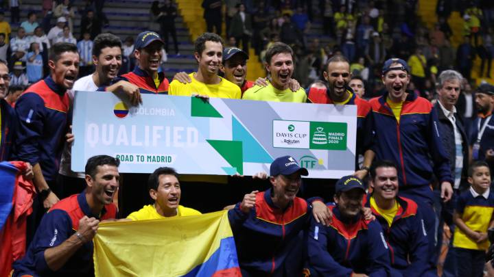Celebración del equipo colombiano de Copa Davis