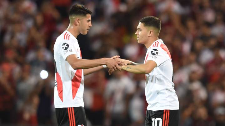 Exequiel Palacios y Juan Fernando Quintero en River Plate