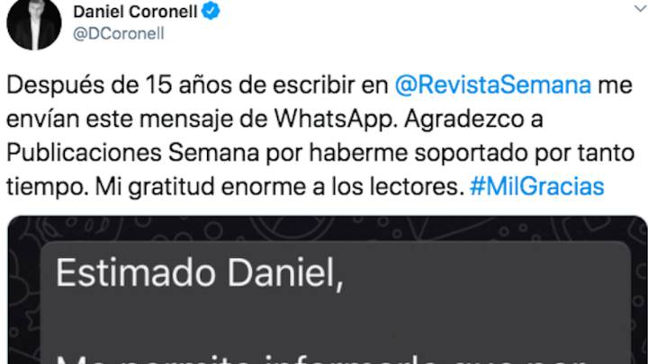 Daniel Coronell es despedido de la Revista Semana