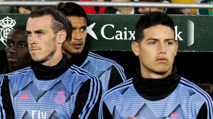 James Rodríguez en partido con Real Madrid en LaLiga de España
