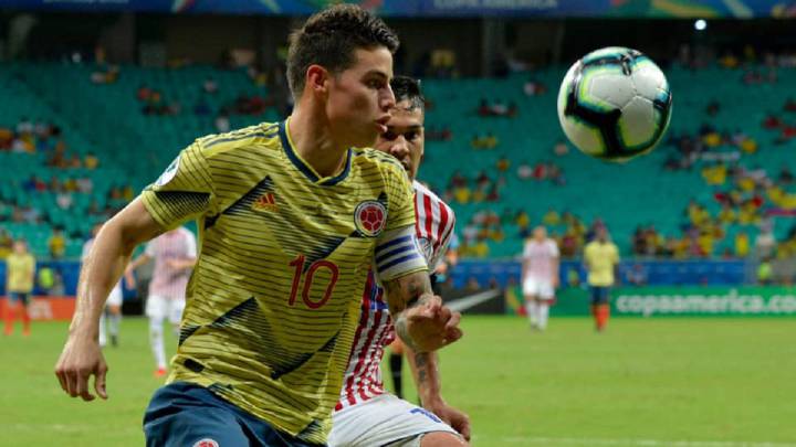 James Rodríguez y Gustavo Gómez en la Copa América 2019