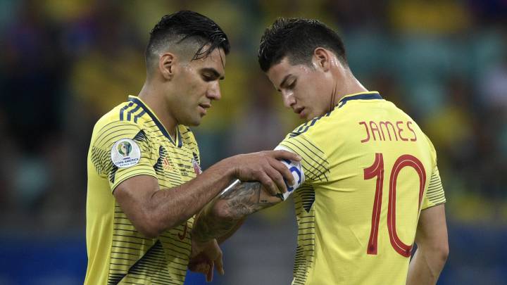 James Rodríguez y Radamel Falcao García con la Selección Colombia