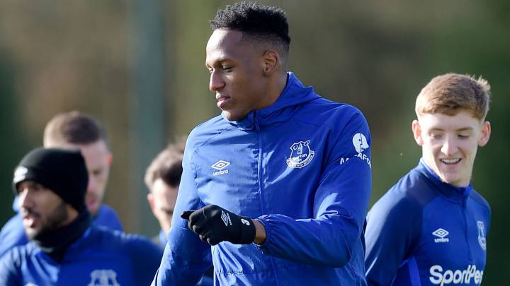 Yerry Mina entrena con Everton después de la cuarentena