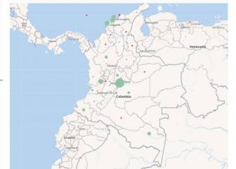 Casos de coronavirus por departamentos en Colombia