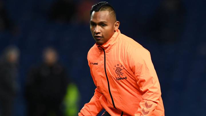 Alfredo Morelos, jugador de Rangers, en entrenamiento en Glasgow