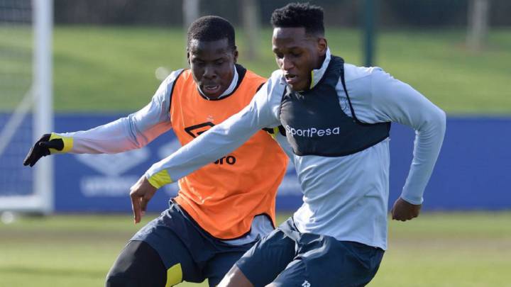 Kurt Zouma y Yerry Mina en Everton
