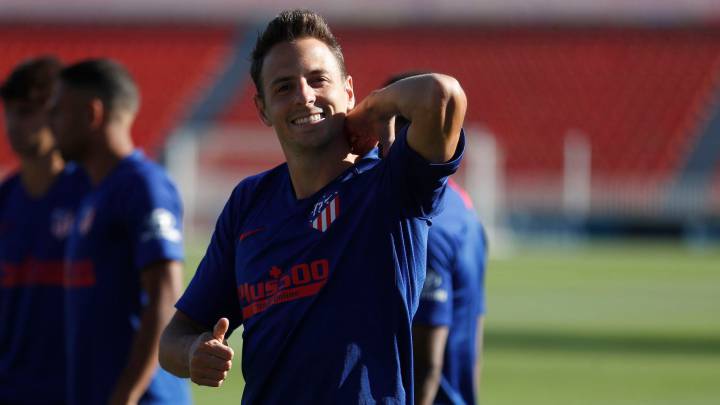 Santiago Arias durante un entrenamiento con el Atlético de Madrid.
