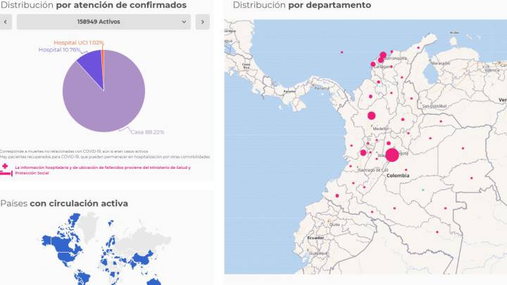 Mapa del coronavirus en Colombia