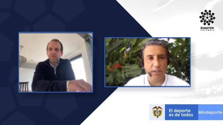 Fernando Jaramillo, presidente Dimayor y Ernesto Lucena, ministro del Deporte