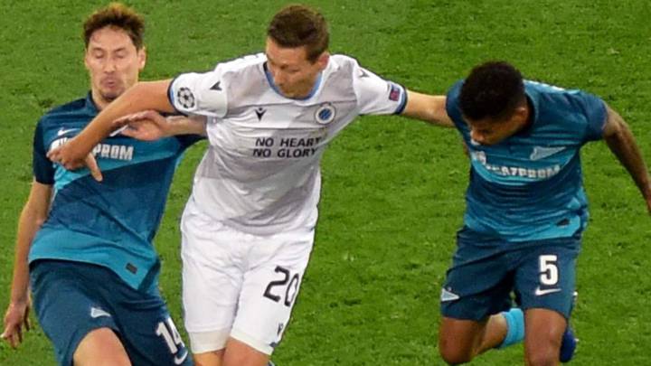 Wilmar Barrios, en el partido entre Zenit y Brujas por la Champions League