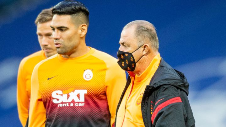 Falcao y Terim en un partido de Europa League