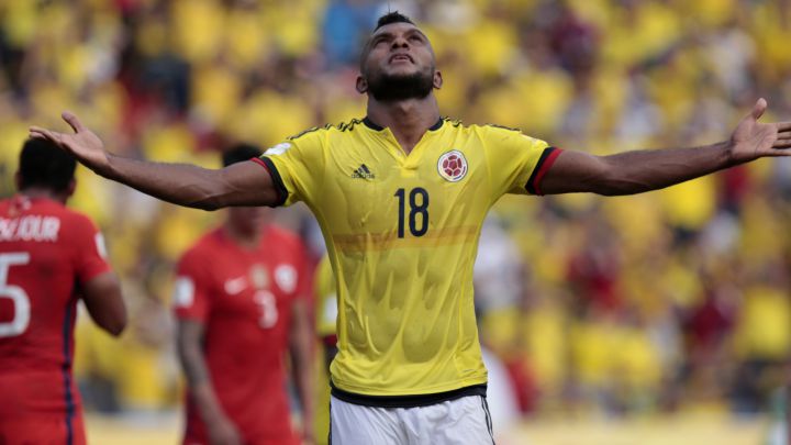 Miguel Borja con Selección Colombia ante Chile en Eliminatorias
